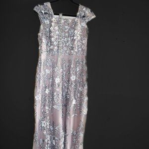 Silver Embroidery Maxi Dress